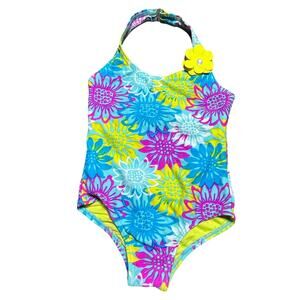 Laguna girls 2T one piece halter style multicolor floral pattern